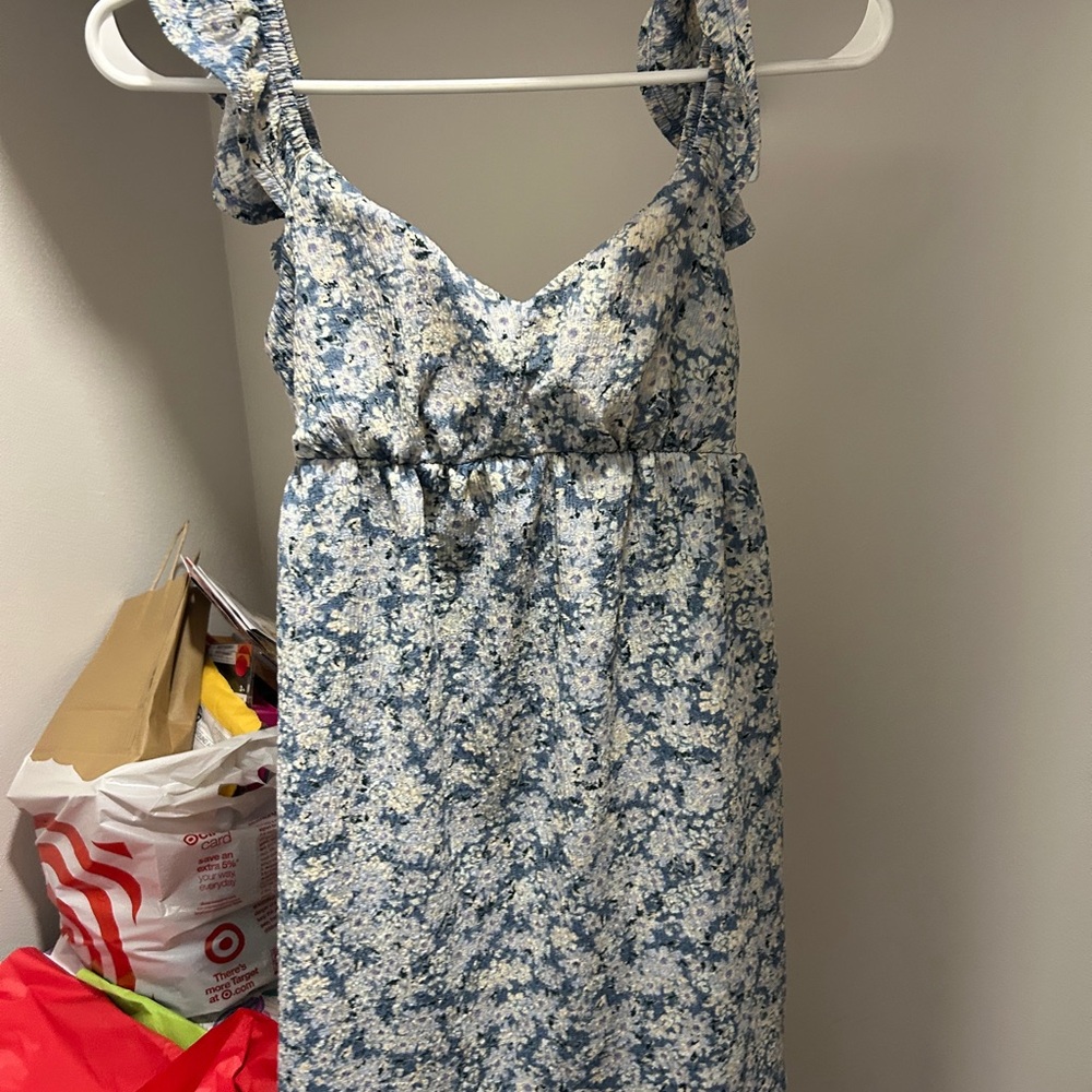 Floral Blue and White Dress